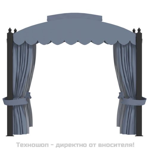 Градинска шатра със завеси, 3x4 м, антрацит, стомана