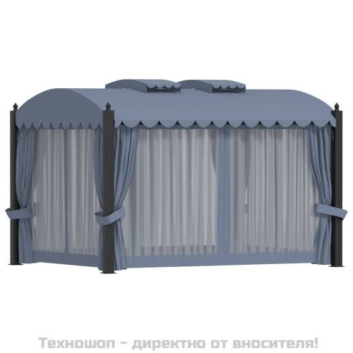 Градинска шатра със завеси, 3x4 м, антрацит, стомана