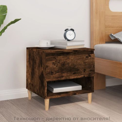 Нощна масичка, опушен дъб, 50x46x50 см, инженерно дърво