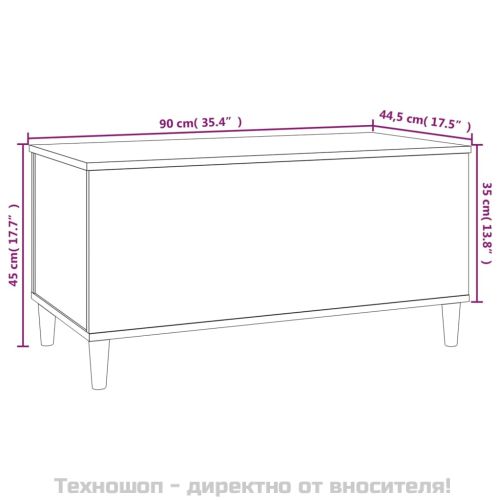 Маса за кафе, кафяв дъб, 90x44,5x45 см, инженерно дърво