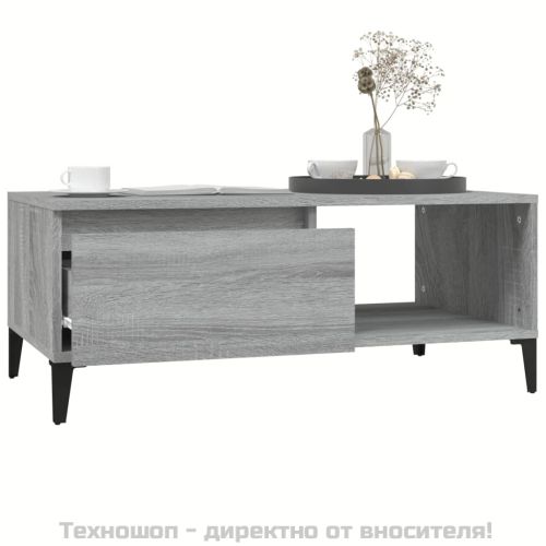 Кафе маса, сив сонома, 90x50x36,5 см, инженерно дърво