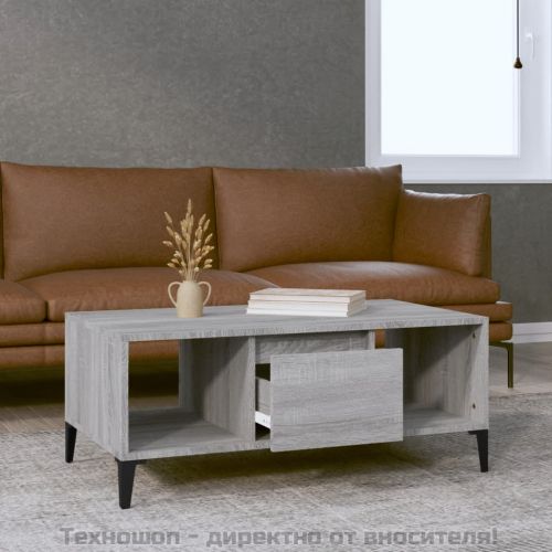 Кафе маса, сив сонома, 90x50x36,5 см, инженерно дърво