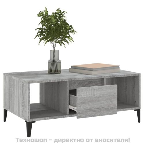 Кафе маса, сив сонома, 90x50x36,5 см, инженерно дърво