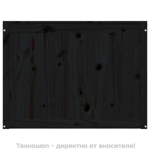 Кутия за пране, черна, 88,5x44x66 см, борово дърво масив