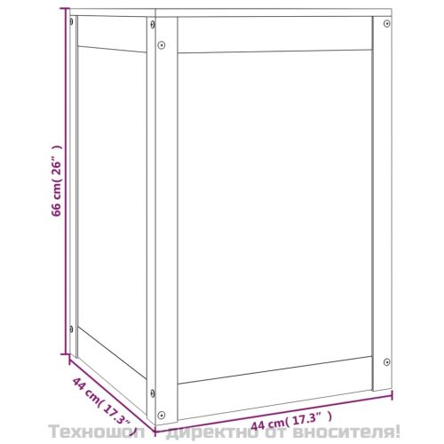 Кутия за пране, сива, 44x44x66 см, борово дърво масив