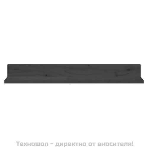 Стенни рафтове, 2 бр, сиви, 80x11x9 см, масивно борово дърво