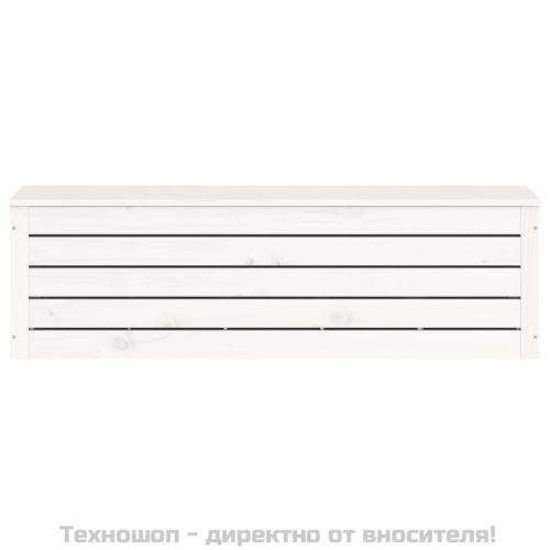Кутия за съхранение, бяла, 109x36,5x33 см, борово дърво масив
