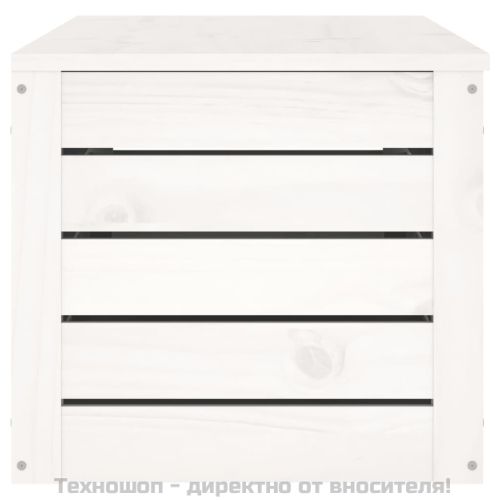 Кутия за съхранение, бяла, 109x36,5x33 см, борово дърво масив