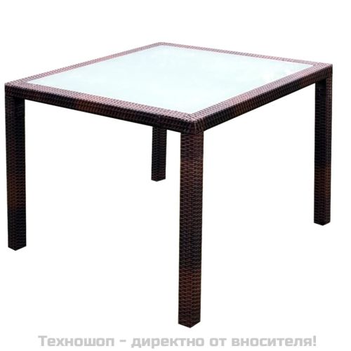 Градински комплект с възглавници, 5 части, кафяв полиратан
