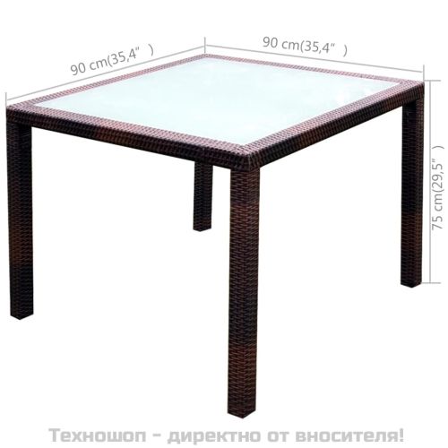 Градински комплект с възглавници, 5 части, кафяв полиратан