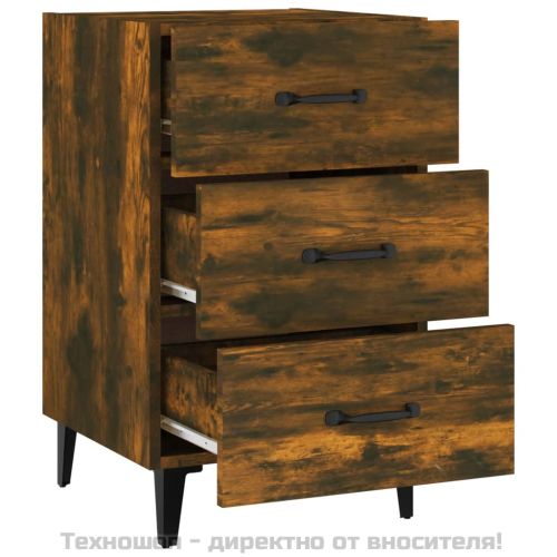 Нощно шкафче, опушен дъб, 40x40x66 см, инженерно дърво