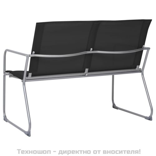 Градински лаундж комплект, 4 части, плат и стомана, черен