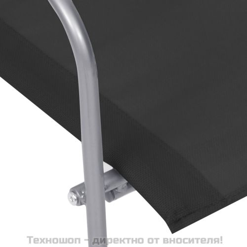 Градински лаундж комплект, 4 части, плат и стомана, черен