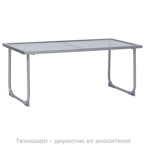 Градински лаундж комплект, 4 части, плат и стомана, черен