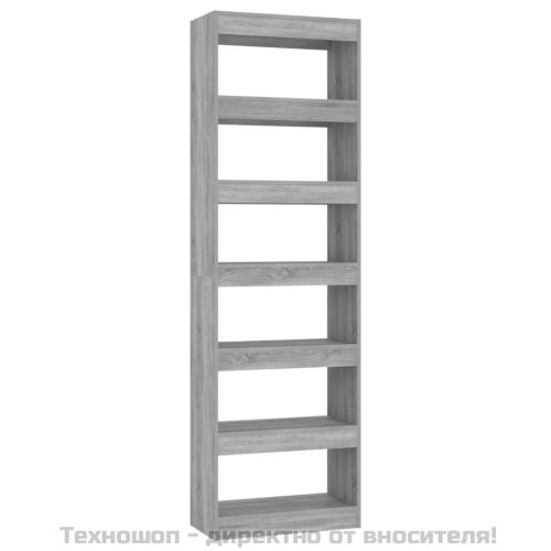 Библиотека/разделител за стая, сив сонома, 60x30x198 см