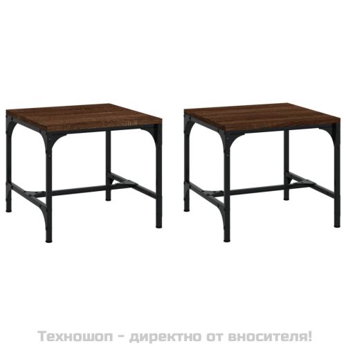 Странични маси, 2 бр, кафяв дъб, 40x40x35 см, инженерно дърво