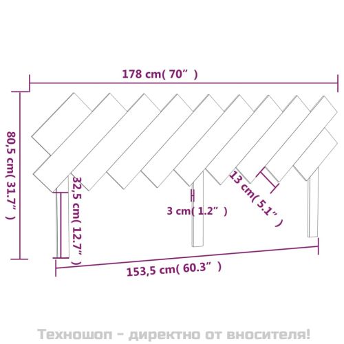 Горна табла за легло, черна,178x3x80,5 см, бор масив