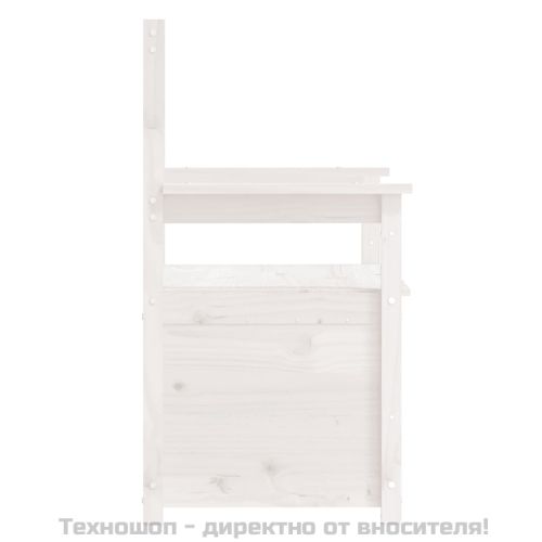 Пейка, бяла, 112,5x51,5x96,5 см, бор масив