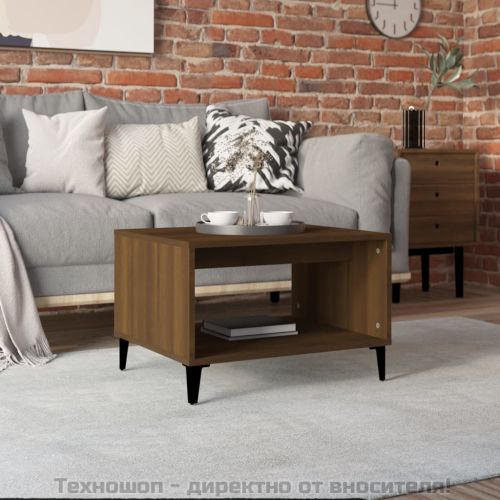 Кафе маса, кафяв дъб, 60x50x40 см, инженерно дърво