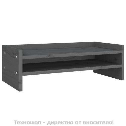 Поставка за монитор, сива, 50x24x16 см, бор масив