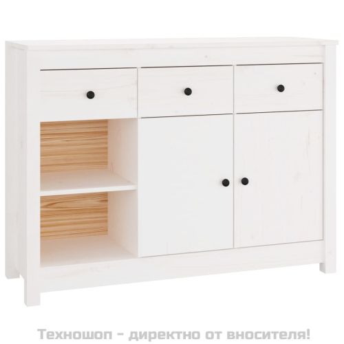 Сайдборд, бял, 100x35x74 см, бор масив