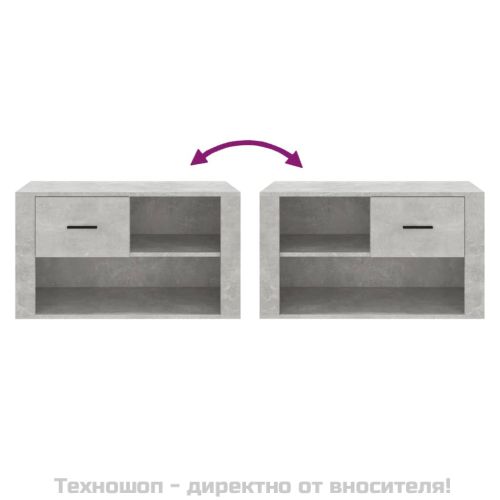 Шкаф за обувки, бетонно сив, 80x35x45 см, инженерно дърво