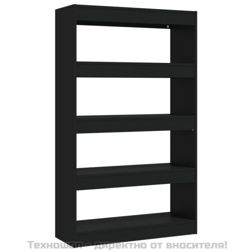 Шкаф/разделител за стая, черен, 80x30x135 см, инженерно дърво