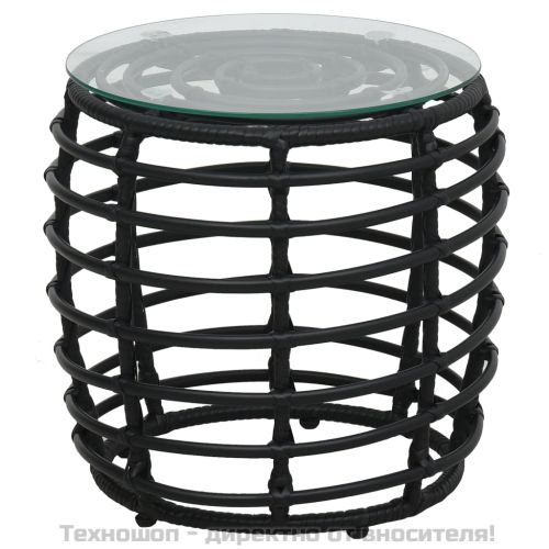 Бистро комплект, 3 части, полиратан, черен