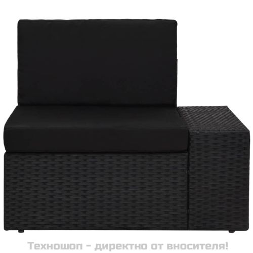 Модулен ъглов диван с ляв подлакътник, полиратан, черен