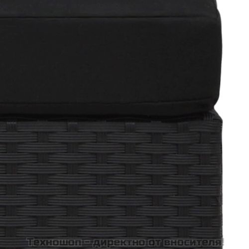 Двуместен модулен диван, полиратан, черен