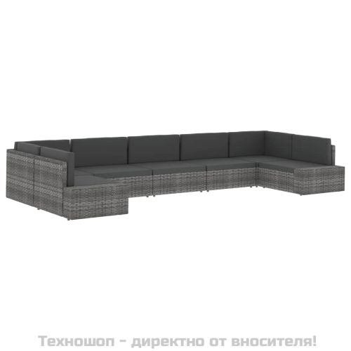 Двуместен модулен диван, полиратан, черен