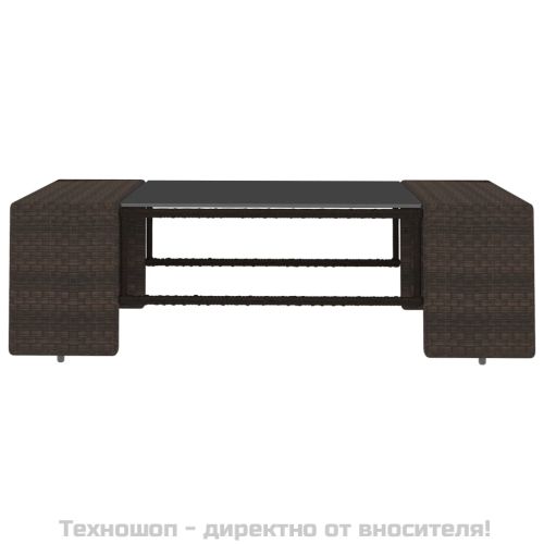 Градински комплект, 2 части, кафяв полиратан
