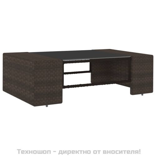 Градински комплект, 2 части, кафяв полиратан