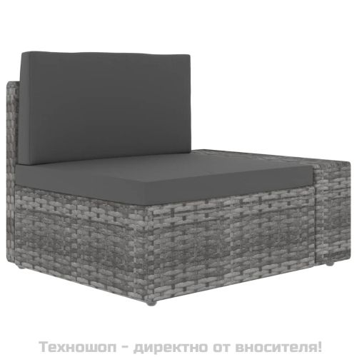Градински комплект за отдих, 3 части, полиратан, сив