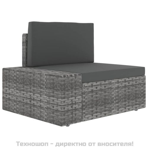 Градински комплект за отдих, 3 части, полиратан, сив