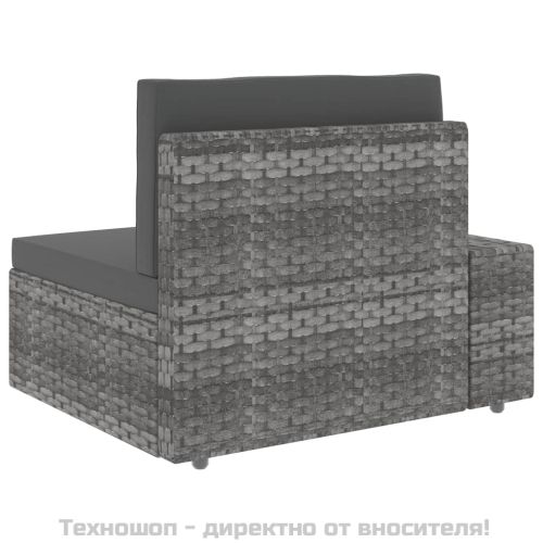 Градински комплект за отдих, 3 части, полиратан, сив