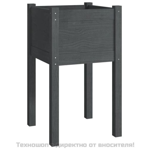 Градински сандъци, 2 бр, сиви, 40x40x70 см, бор масив