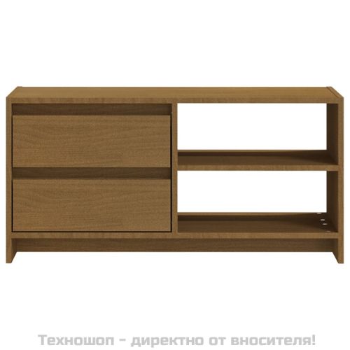 ТВ шкаф, меденокафяв, 80x31x39 см, борово дърво масив
