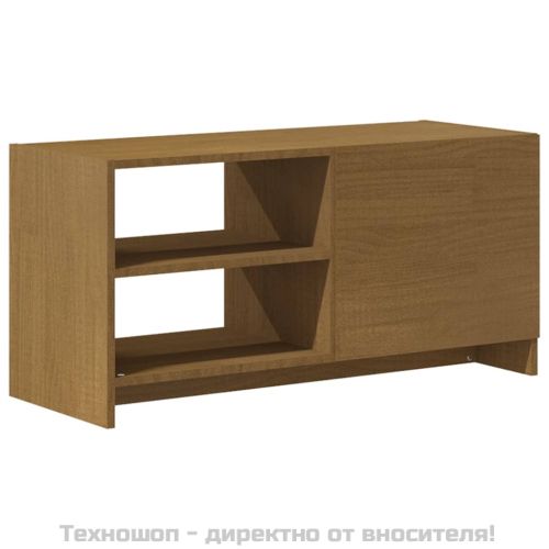 ТВ шкаф, меденокафяв, 80x31x39 см, борово дърво масив