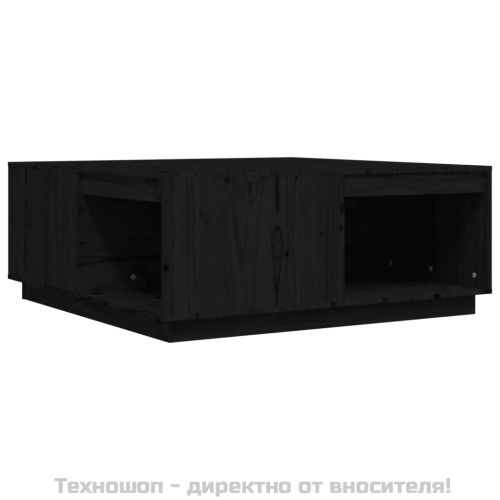 Кафе маса, черна, 100x101x40,5 см, борово дърво масив