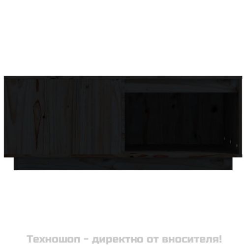 Кафе маса, черна, 100x101x40,5 см, борово дърво масив