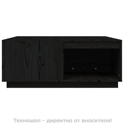 Кафе маса, черна, 100x101x40,5 см, борово дърво масив