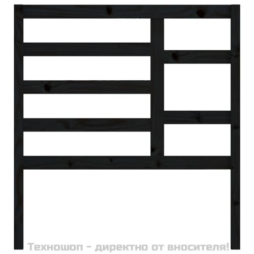 Горна табла за легло, черна, 96x4x104 см, бор масив