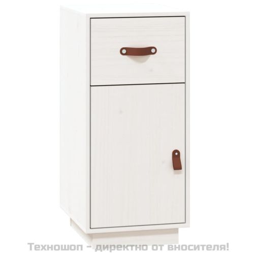 Сайдборд, бял, 34x40x75 см, бор масив