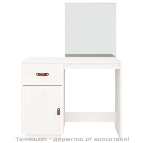 Тоалетка, Бял, 95x50x134 см, борово дърво масив