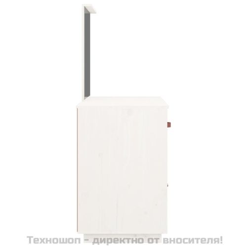 Тоалетка, Бял, 95x50x134 см, борово дърво масив