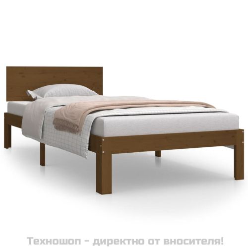 Рамка за легло, меденокафява, бор масив, 90x200 см