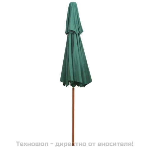 Чадър с двоен покрив, 270x270 см, дървен прът, зелен