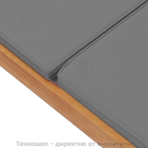Шезлонг с шалте, тиково дърво масив, тъмносиво