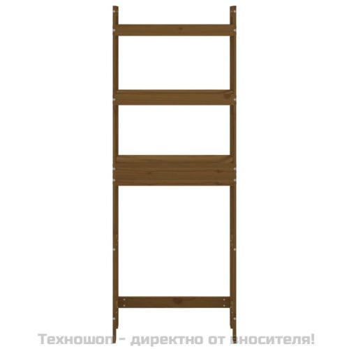Стойка за хавлии меденокафява 63x26x171 см борово дърво масив